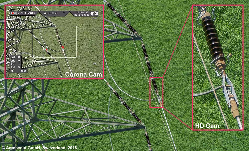 Corona and HD Camera Power Line Inspection